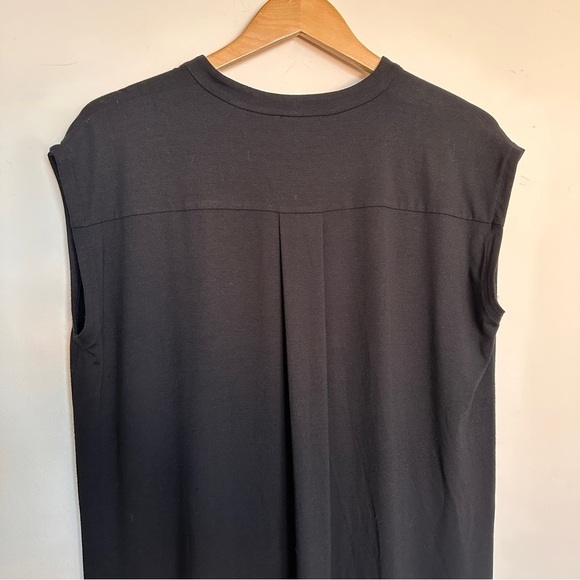 Eileen Fisher Fine Jersey Mandarin Collar Dress in Black PL - Picture 6 of 7